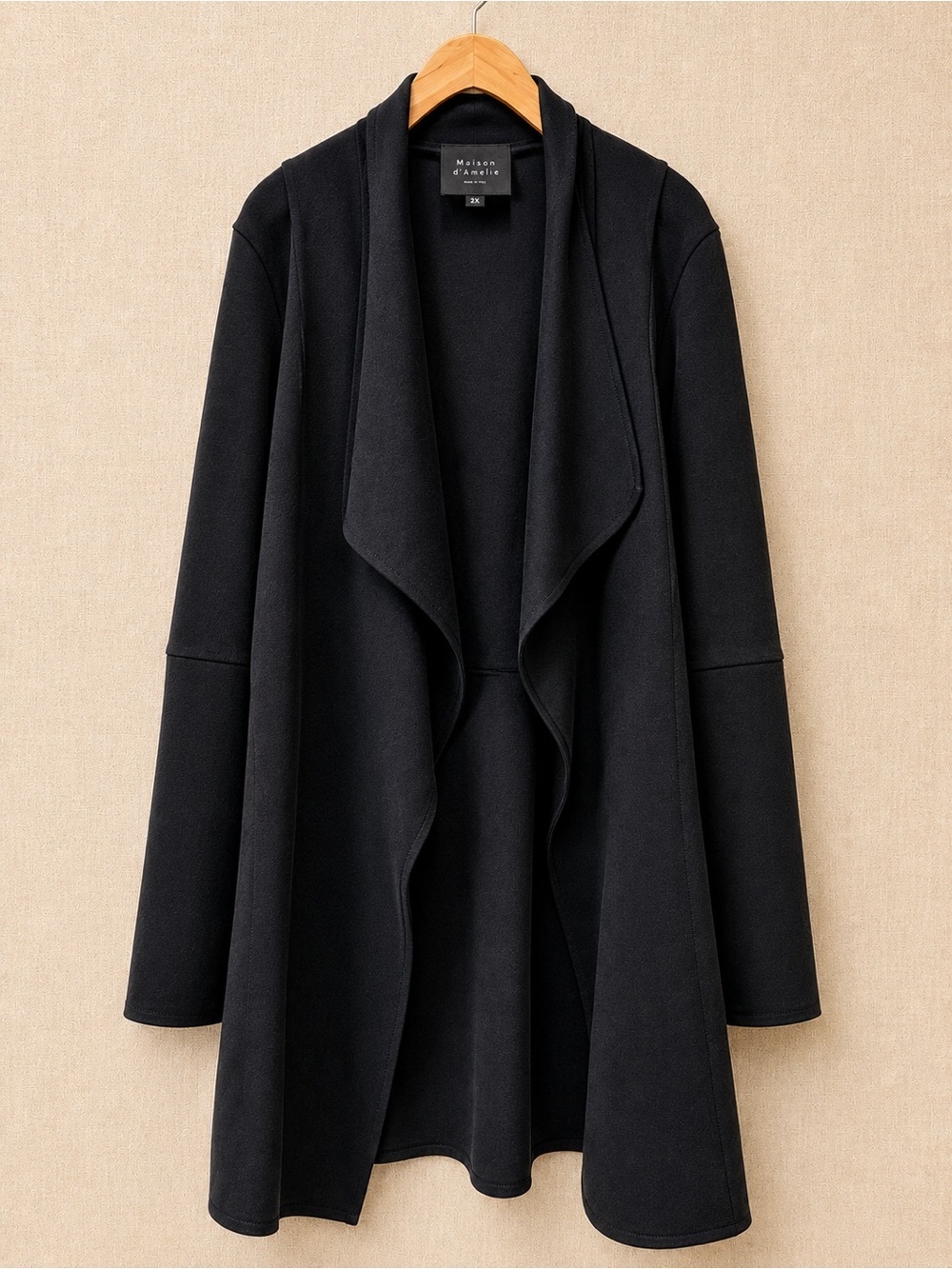 Maison d’Amélie Paris Black Waterfall Longline Cardigan Jacket - Picture 2 of 7